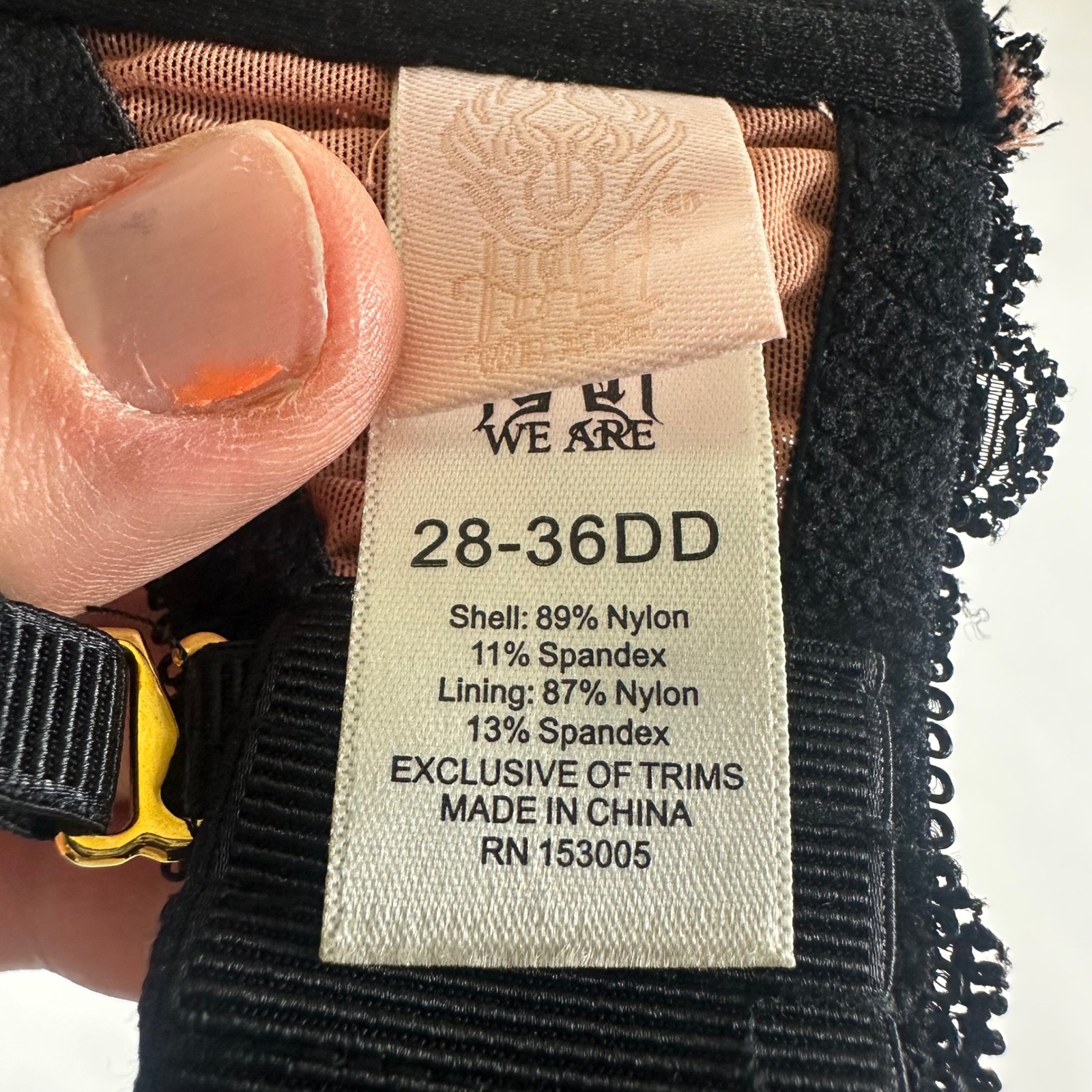 We Are By Lissie Lace Trim Balconette Bra Black Copper 28 36dd Nwt — image 8 of 8